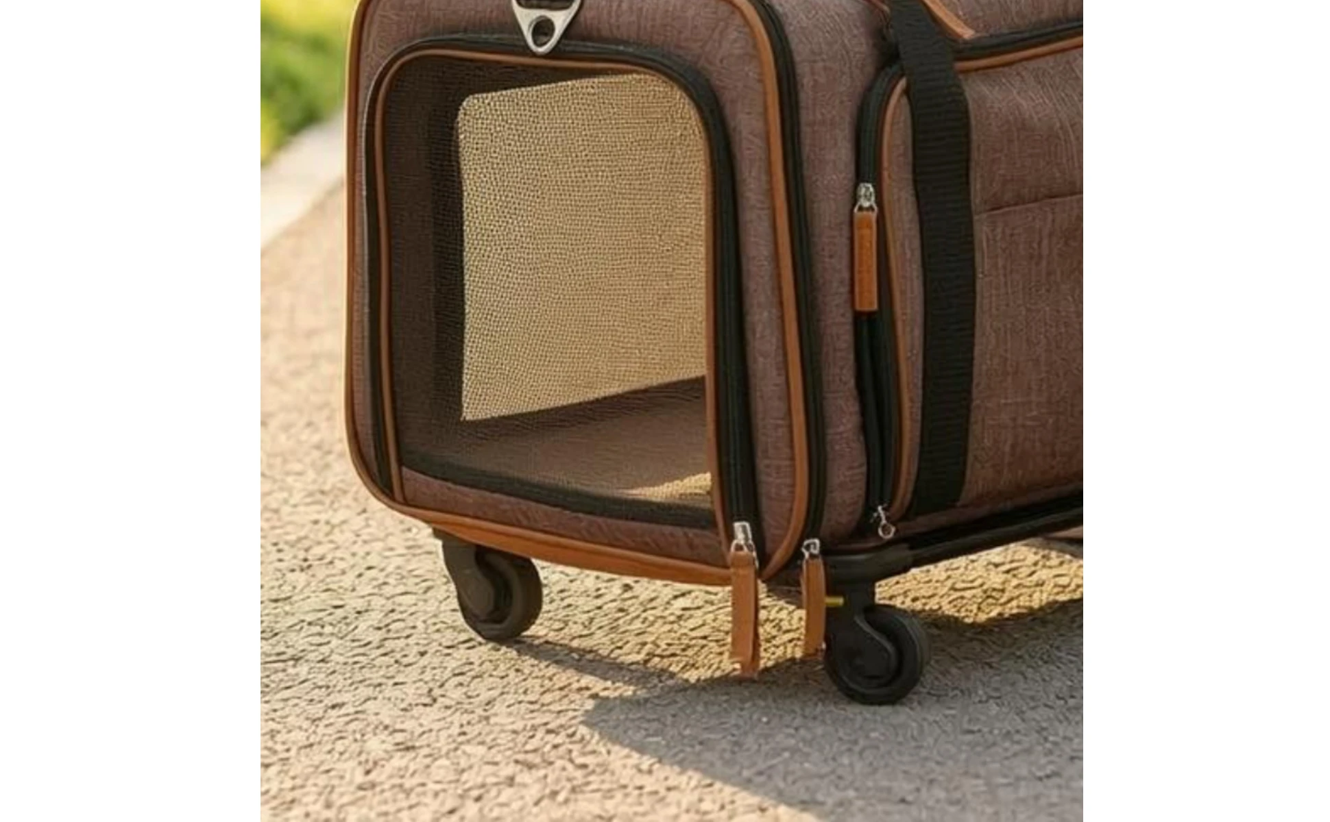 Rolling Mesh Pet Carrier Soft-sided Animal Carrier Breathable Mesh Windows Telescoping Handle for Convenient Transport Rolling Mesh Pet Carrier Soft-sided Animal Carrier Breathable Mesh Windows Telescoping Handle for Convenient Transport