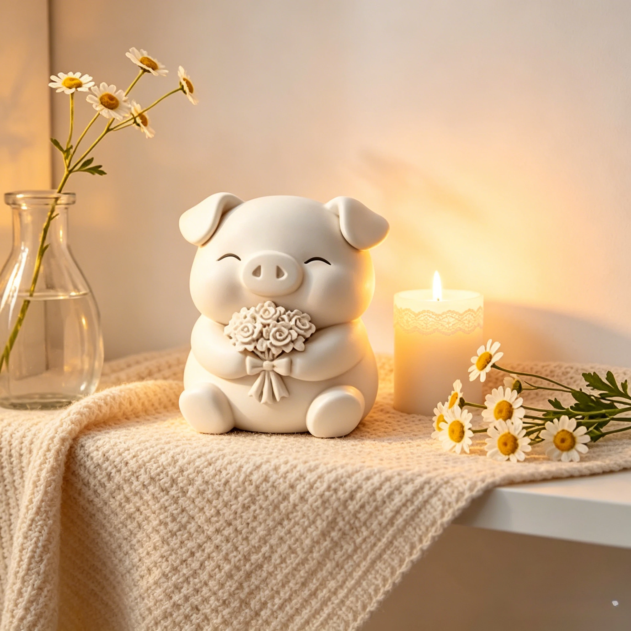 Newest Pig Statue Charming Animal Figurine Minimalist Design for Study Room Entryway & Positive Energy Decor