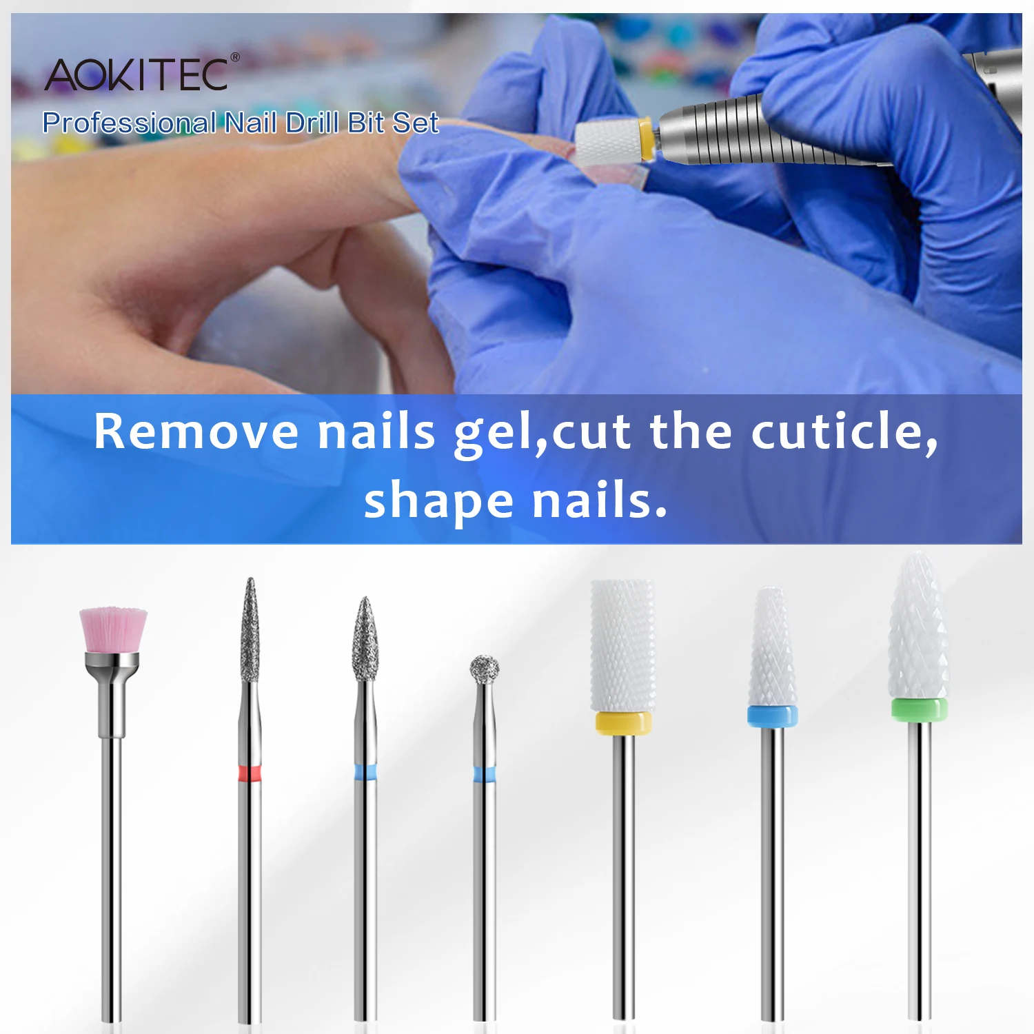 

Aokitec Nail Drill Bits Electric Manicure Drills For Machine Sanding Cap Bands Nail Electric Grinding Machine Nails Art Tool