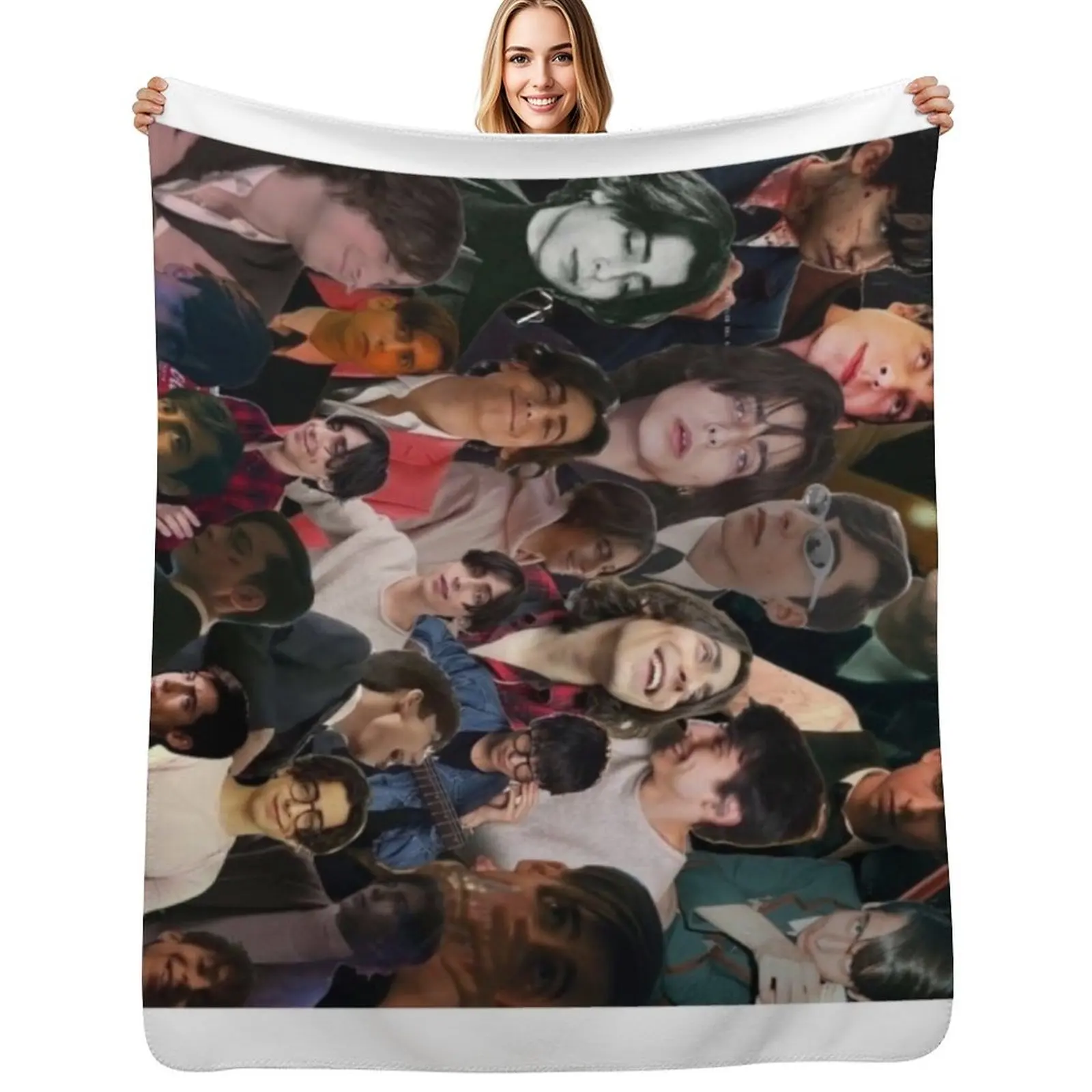 aiden gallagher collage Throw Blanket Flannels Plaid on the sofa Winter beds Plaid Nap Polar Blankets