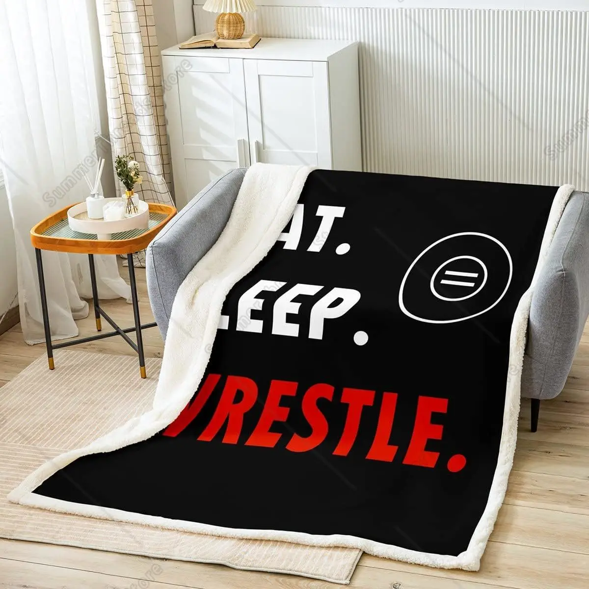 

Спортивное одеяло для борьбы, тематическое одеяло для еды и сна для девочек-подростков, борцовское одеяло, черный, красный, микрофибра