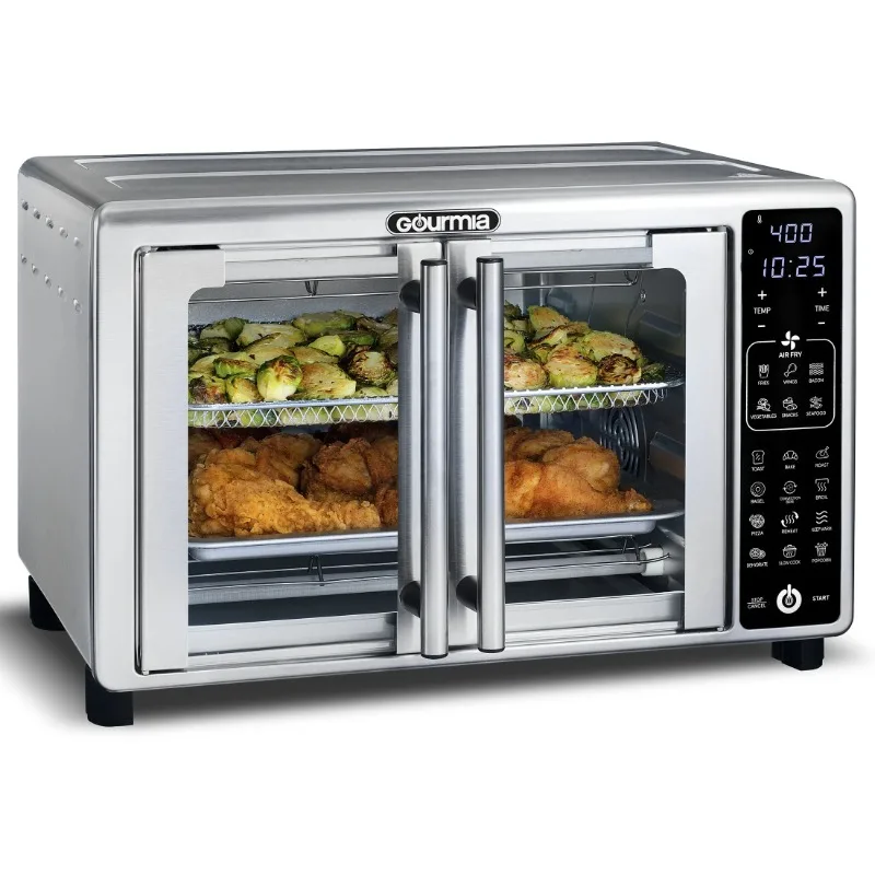 

Gourmia 1700W Digital Oven Air Fryer, Multi-Mode One-Touch Preset, 24L, Stainless Steel, 6 Slices