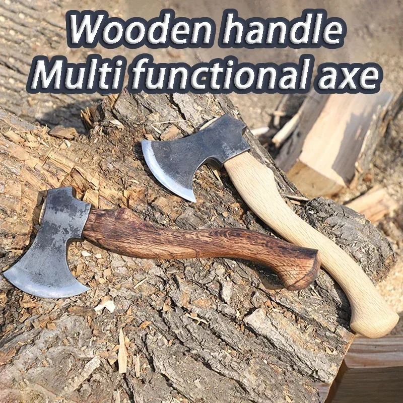 

Wooden Handled Hammer Axe Portable Outdoor Tree Chopping Hand Axes Multifunctional Mountain Camping Defense Survival Axes