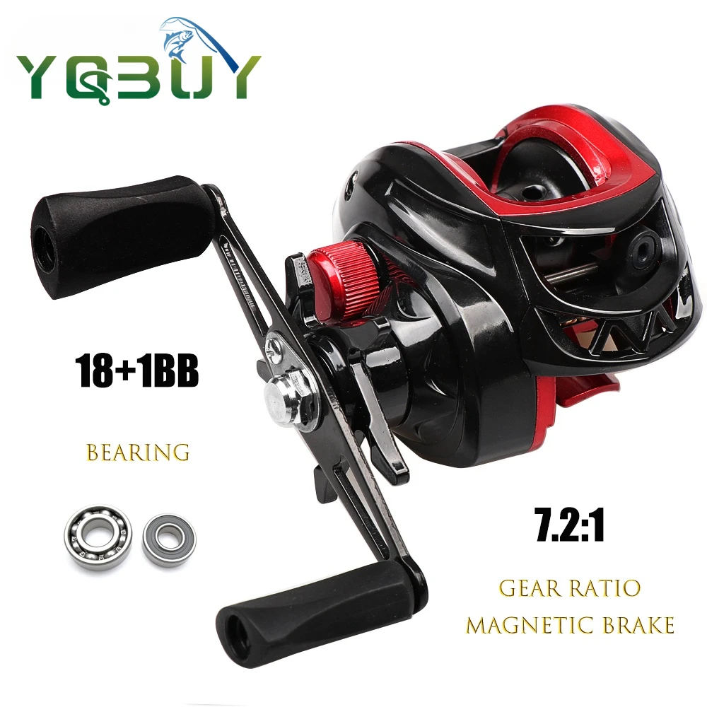 Fishing Reel Lightweight Baitcasting Reel 18+1 with 10kg Carbon Fiber Drag with 7.2:1 Gear Ratio 12 magnetic beans Baitcasting