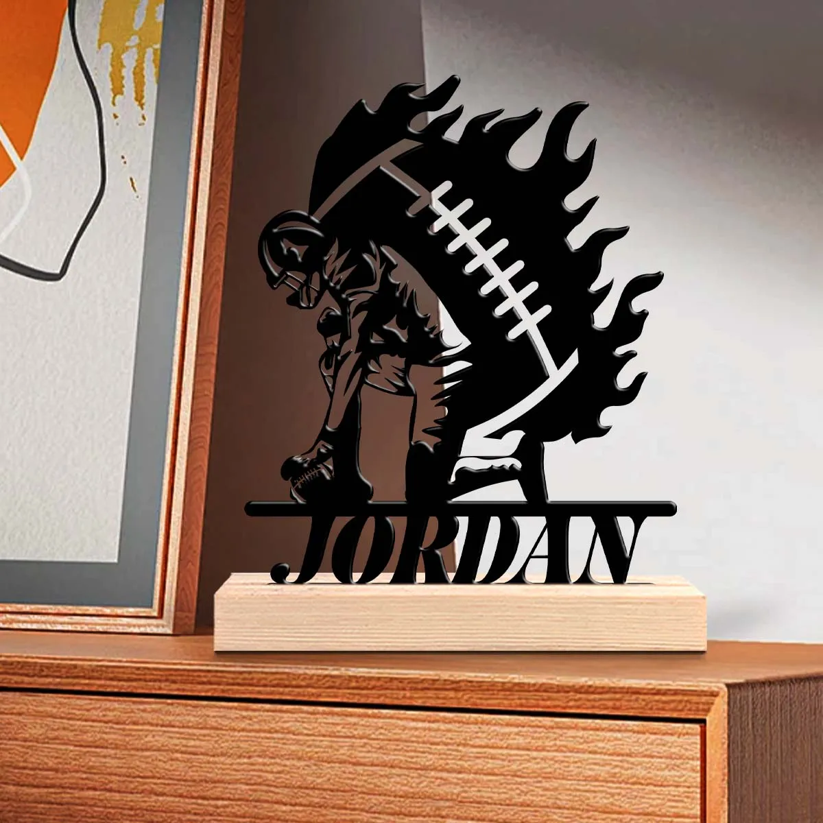 1pc Customized Wrought Iron Desktop Ornaments Customizable Content With Wooden Base Unique Desktop Decoration Custom Gifts