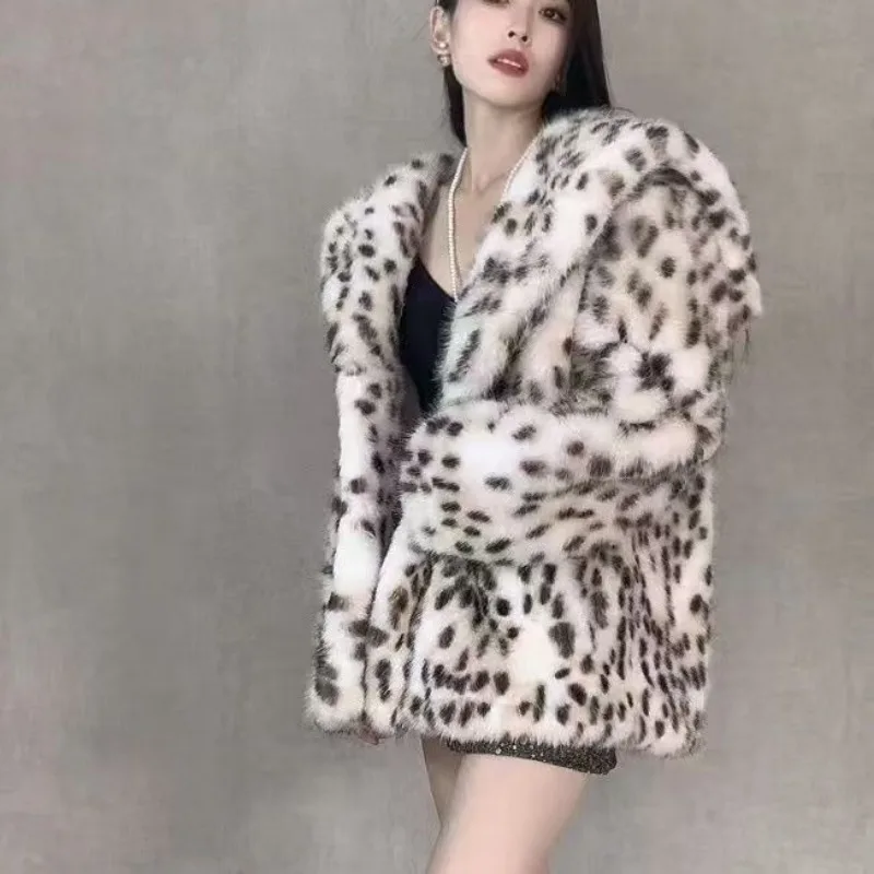 

Trend Retro Leopard Print Fur Coat Women Winter Warm Faux Fur Puffer Jacket Thick Soft Fur Top High Quality Luxury Brand Coat