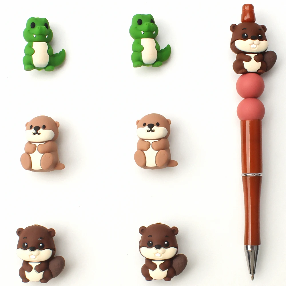 5/10/20/50pcs 3D Animals Silicone Beads- Squirrel ,Dinosaur ,Groundhog Silicone Focal Beads for Jewelry ,Bracelets Decorations