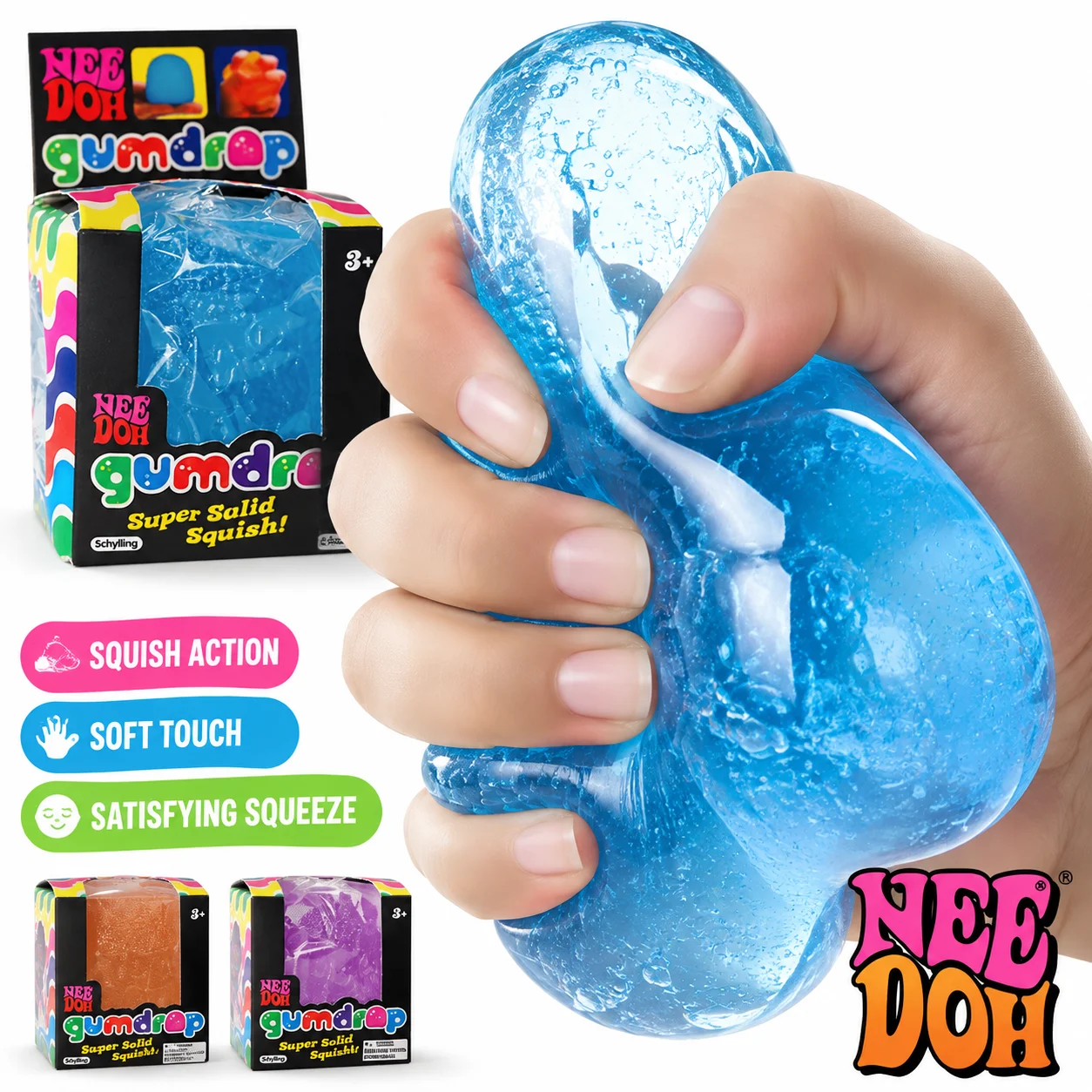 Schylling NeeDoh Gumdrop Stress Relief Squeeze Ball Soft Sensory Fidget Toy Mini Candy Blind Box Great Gift for Kids and Adults
