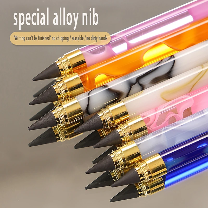 Replaceable Pen Durable Non Damaging No Ink Infinite Writing Sketching Stationery Acrylic Smoke Stick  Pencil