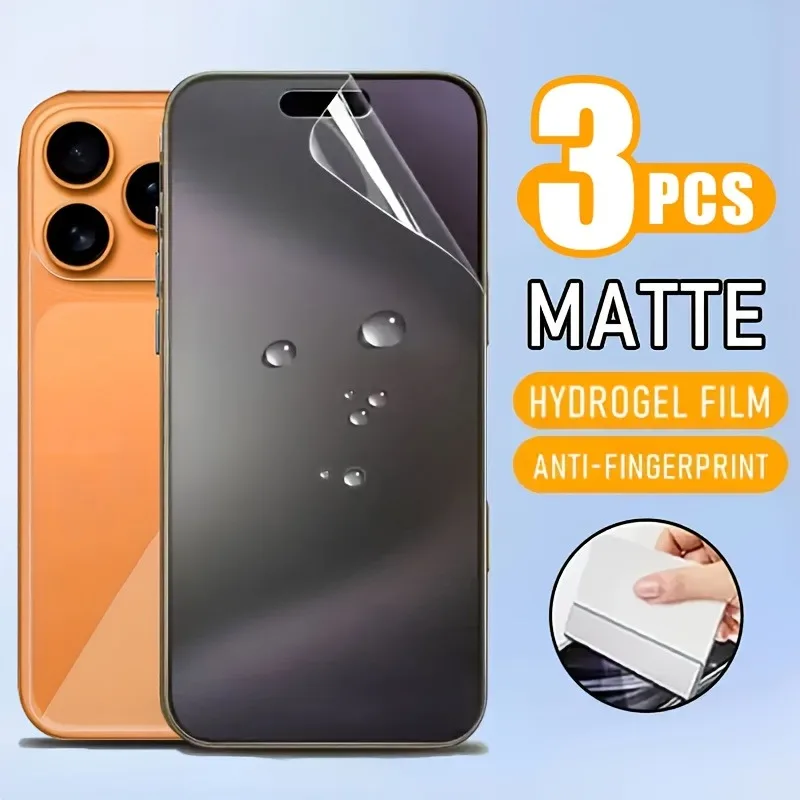 Image of 3Pcs Matte Hydrogel Film für iPhone 17 16 Pro Max 15 14 Plus 13 12 Mini Screen Protector für IPhone 16e 11 Pro XR XS Max Film