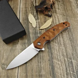 High Quality Fox FX308 Folding Knife Sandalwood Handle, Self Defense D2 Blade Outdoor Survival Fishing EDC Camping Rescue Hiking