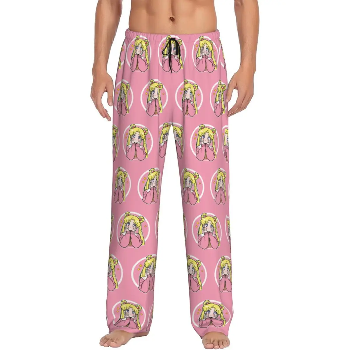 

Custom S-Sailors Moons Pajama Pants Men Beautiful Girl Cartoon Princess Sleepwear Lounge Sleep Bottoms Stretch with Pockets