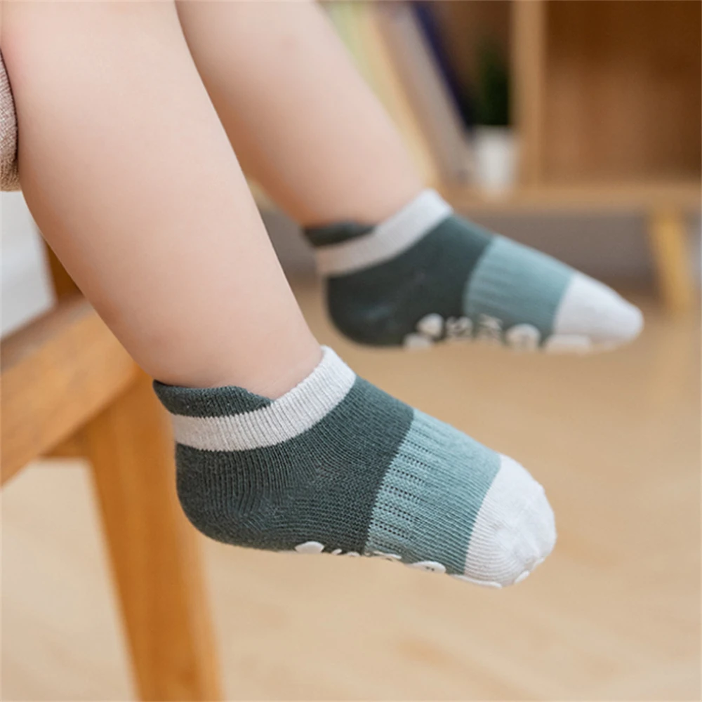 5 Pairs/Set Cute Baby Socks Glued Non Slip Low Top Socks For Infants Color Matching Kids Socks Baby Girl and Boys