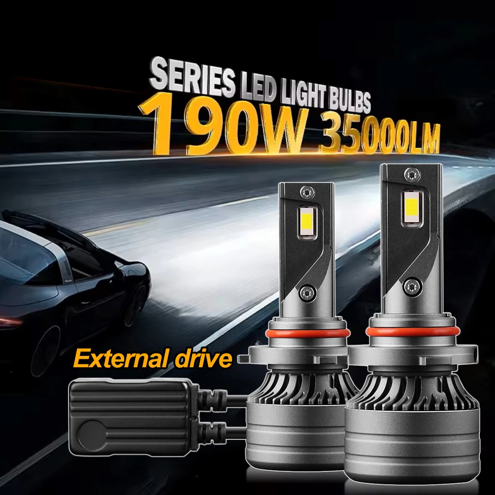 

190W CSP Chips Car Lights 35000LM External Drive 9005 HB3 9006 HB4 H11 Auto Headlamp Bulbs 6000K White 12V LED Headlights