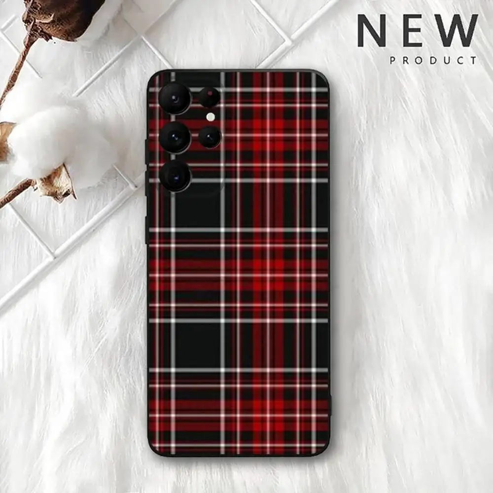 حافظة لهاتف سامسونج S 25,24,23,22,30,21,10,9,Ultra,Plus,Lite,FE,4,5G حافظة ناعمة سوداء من Clan Stewart Dress Tartan #6
