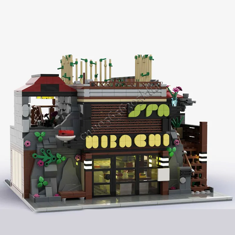 2373 Teile MOC Restaurant Day Spa Bausteine Set Kommerzielle Architektur mit Display exquisite Kindergeburtstagsgeschenke