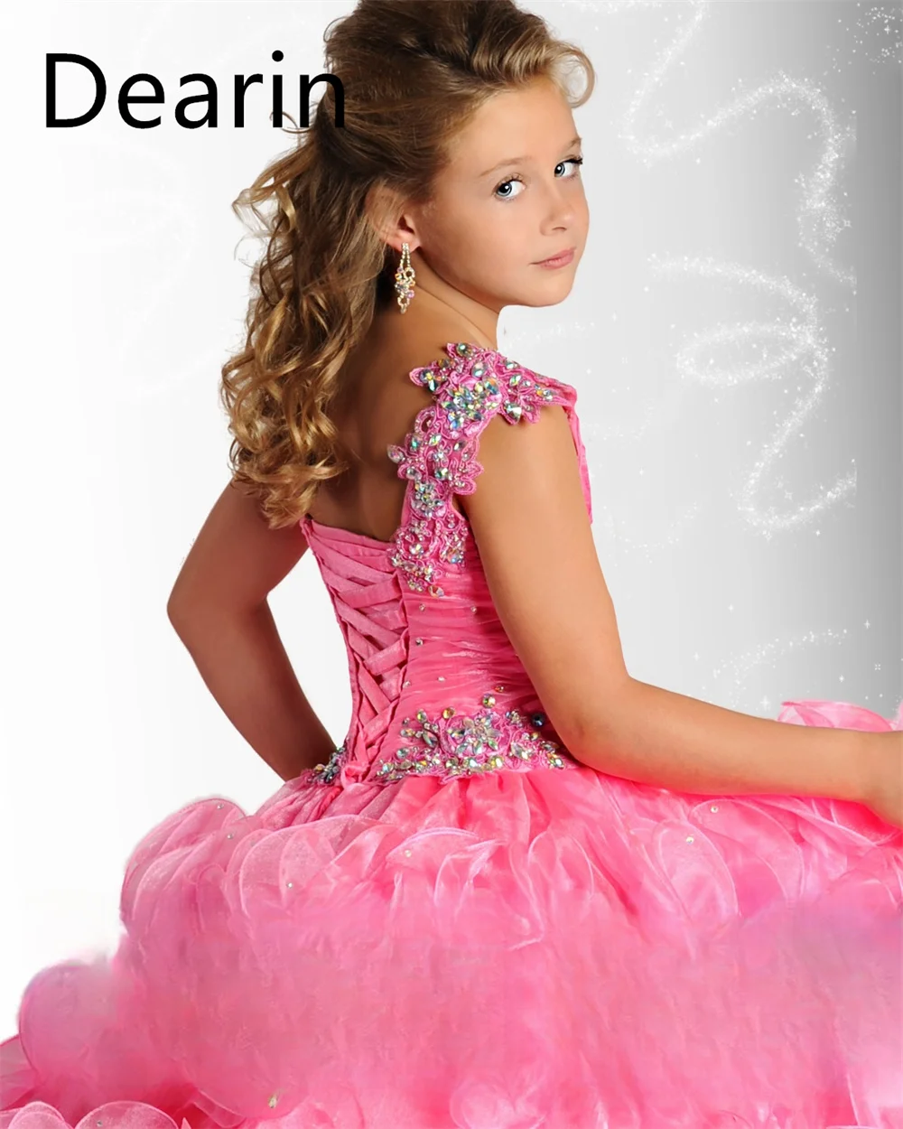 Customized Dearin Asymmetrical A-line Floor Length Skirts Tulle Flower Girl Dresses