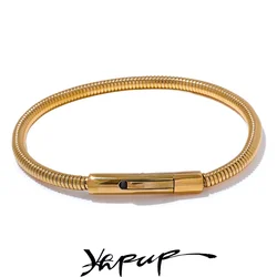 Yhpup 316 Stainless Steel Chain Statement Bracelet Bangle 18K PVD Plated Water Resistant Trendy Daily Jewelry Accessories Gift