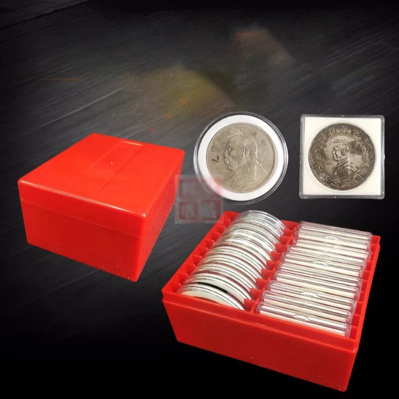 20 Coin Capacity Holder Slabs Storage Box Case For PCGS Red Rectangular Plastic Commemorative Coin Storage Box Collection 46mm