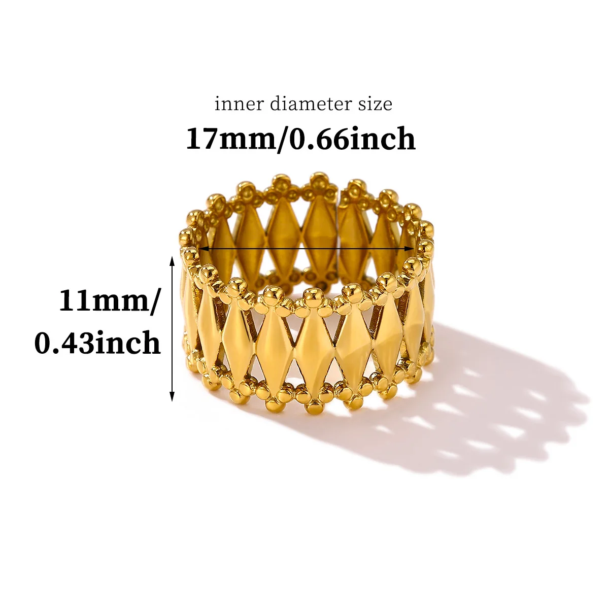Personalized Design Retro Gold Color Stainless Steel Concave and Convex Sawtooth Rings for Men Women Hip Hop Rock Jewelry Gift