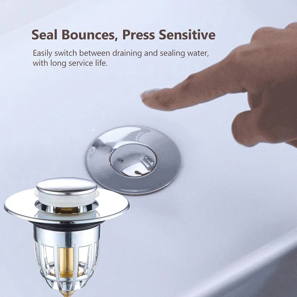 

Stainless Steel Pop-Up Bounce Core Basin Drain Filter Hair Catcher Shower Sink Strainer Bath Stopper Bathroom Accessories