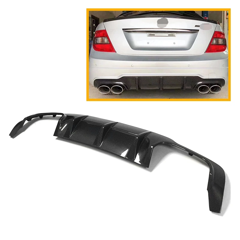 For Mercedes - Benz W204 C Class C180 C200 C250 C350 2012 2013 2014 C63 Amg Carbon Fiber Rear Bumper Diffuser