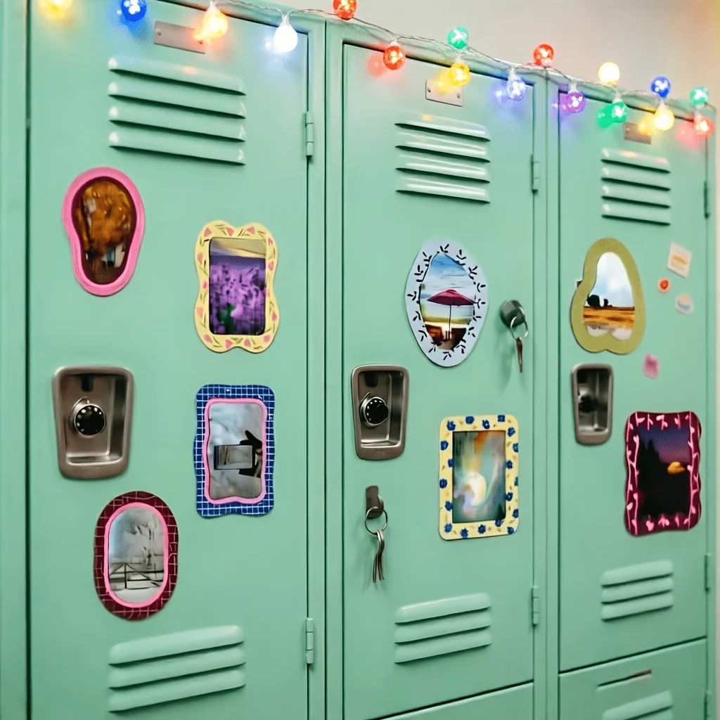 8‑Piece Cute Retro Magnetic Photo Frame Set, 4 X 6 Inch for Dorm, Classroom, Storage Cabinet and Refrigerator Decoration