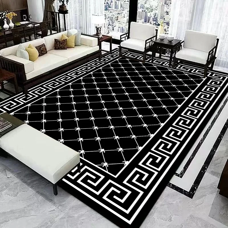 Nordic Light Luxury Living Room Rugs Modern Simplicity Style Bedroom Geometry Carpet Decor Non-slip Floor Mats Big Size Decorate