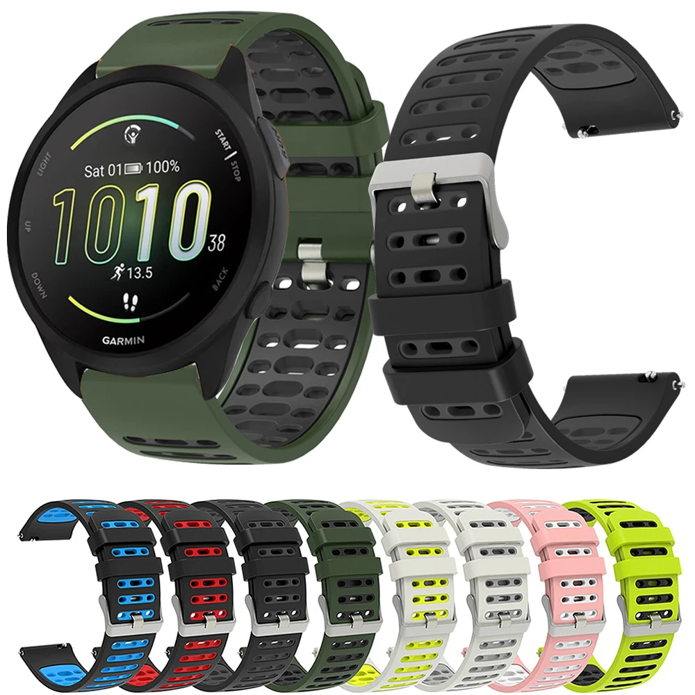 20mm Sports Silicone Strap for Garmin Forerunner 165 Music 245 645 55 158/Vivoactive 5 3/Venu 2 Plus &SQ2 Watch Band Quick Fit