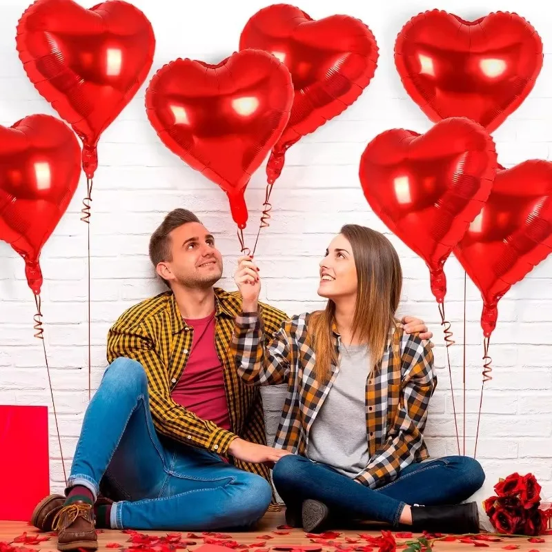 18 بوصة الأحمر الحب احباط بالونات على شكل قلب معدن الهيليوم Globos الألومنيوم فيلم بالون عيد ميلاد الزفاف عيد الحب الطرف الديكور #4
