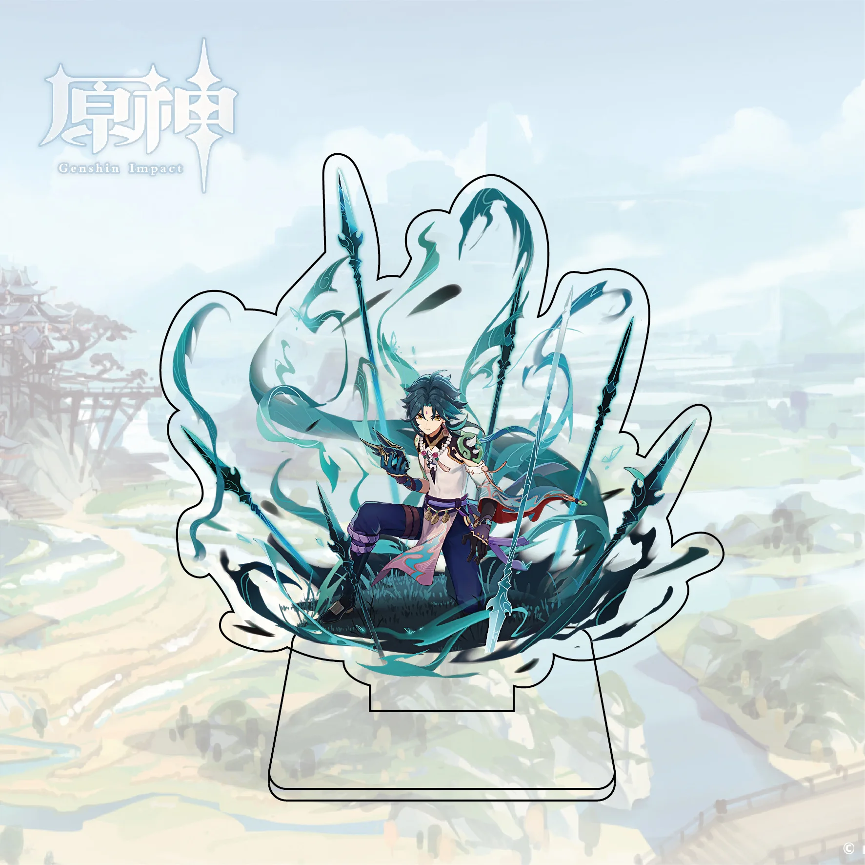 10CM Anime Figure Genshin Impact Zhongli Hu Tao Xiao Beelzebul Acrylic Stand Model Plate Desk Decor Standing Sign Fans Gift