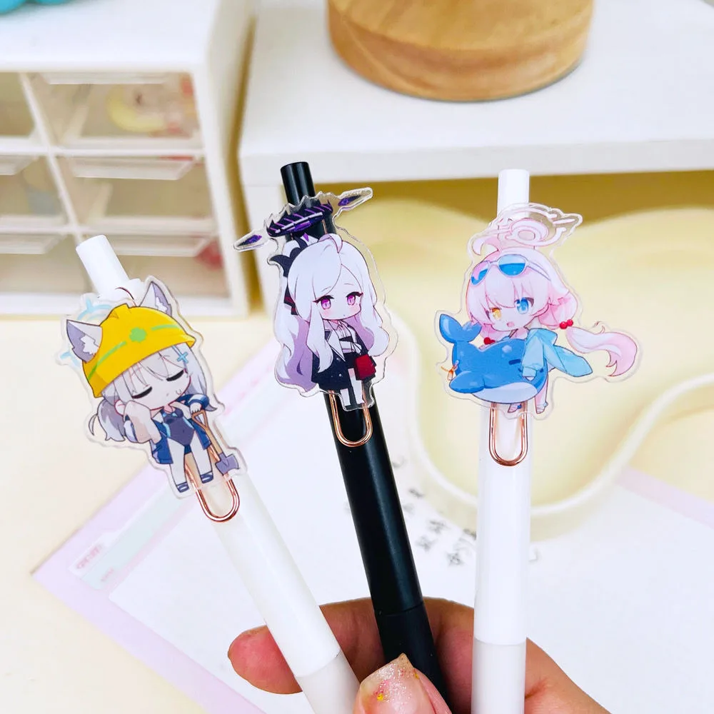 10 Anime Blue Archive Pen Retractable 0.5Mm Ballpoint Replaceable Refills Office School Supplies Stationery