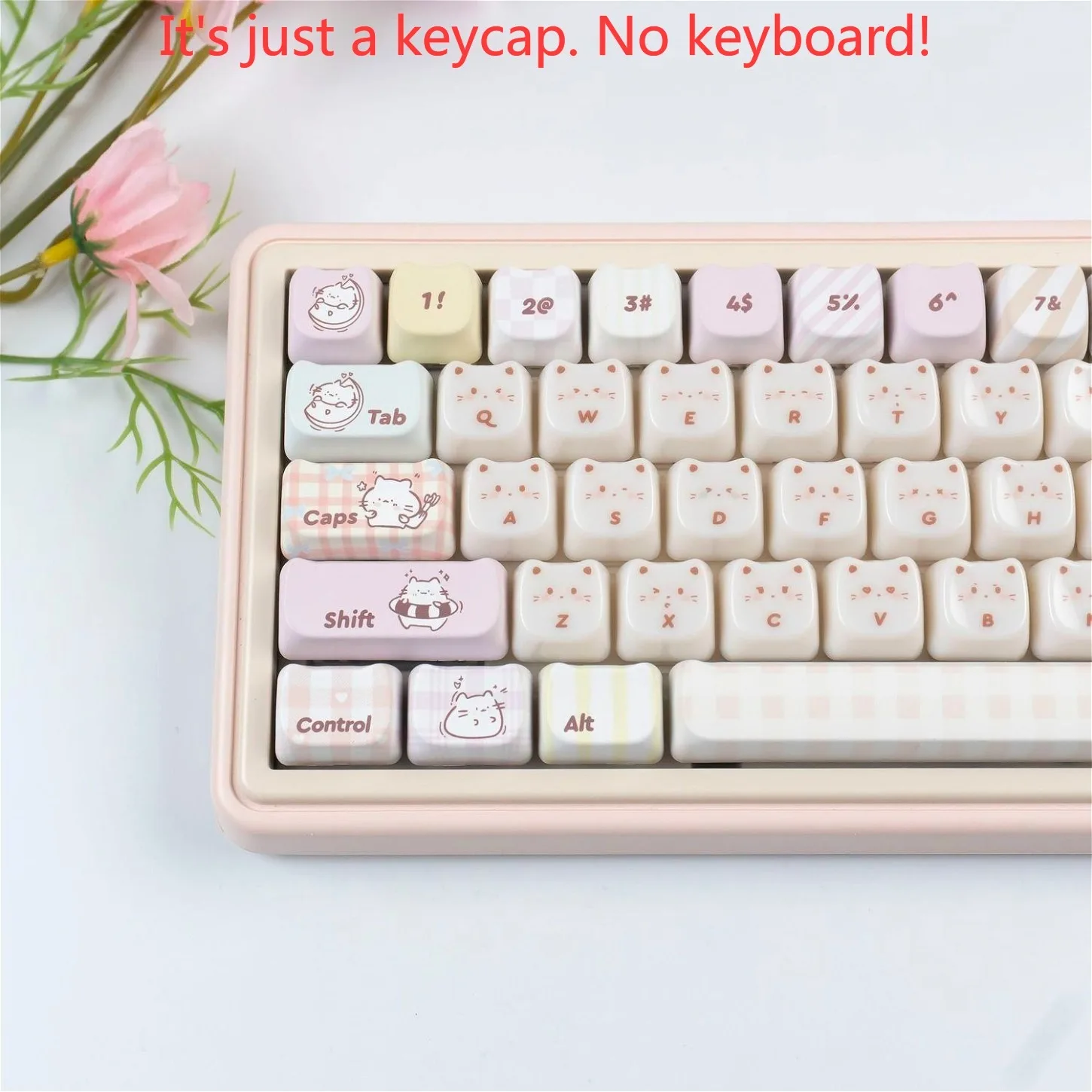 Adorable Greedy Cat Theme MAO KEYCAP SET PBT+PC 134 Key Cat Cap HI75 HI8 HI8 68 F99 104 64 Mechanical Keyboard