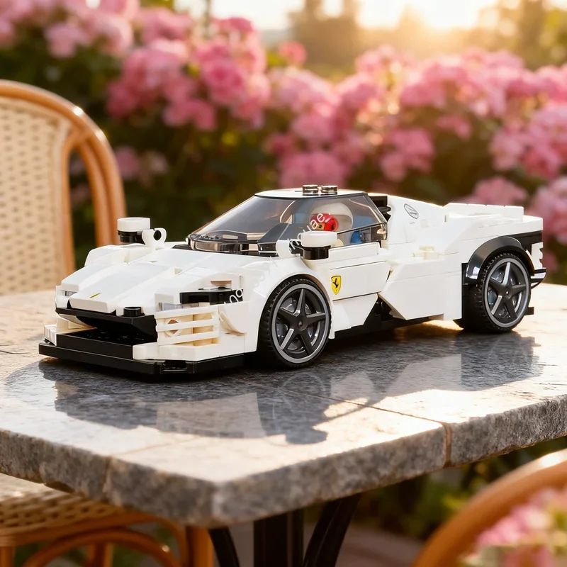 379 pièces MOC Ferrari Daytona Blanc City Champions Super Car Modèle de Voiture Blocs de Construction Jouet Cadeau de Noël Briques Éducatives