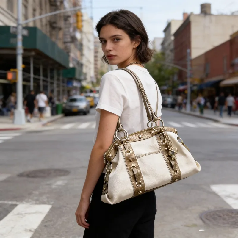 

Women Underarm Messenger Bag Contrasting Color Shoulder Bag Patchwork Designer Bag Chic Large Capacity Handbags Casual Y2k Bags