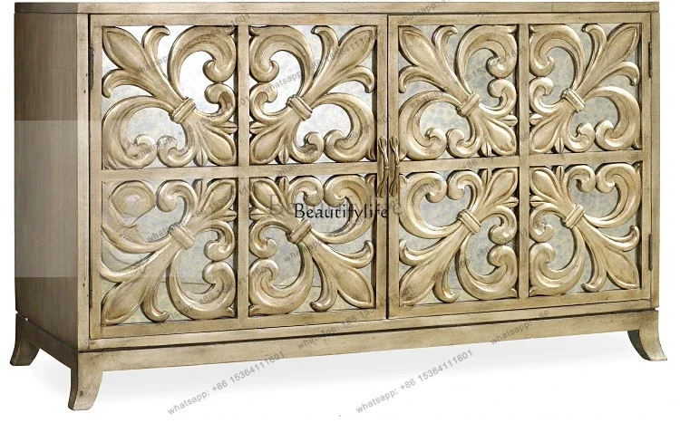 

55Neoclassical carved club hotel entrance solid wood meal storage decorative cabinet