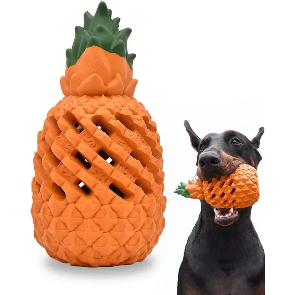 Indestructible Pineapple Dog Toys Interactive Toy Boredom Natural Rubber Tough Dog Teething Chew Leakage food dispenser Toys