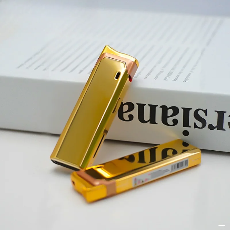 New Cigar Lighter Gold Butane Inflatable Windproof Open Flame Ignifier Metal Blue Fire Cigarettes Lighters & Smoking Accessories - Image 4