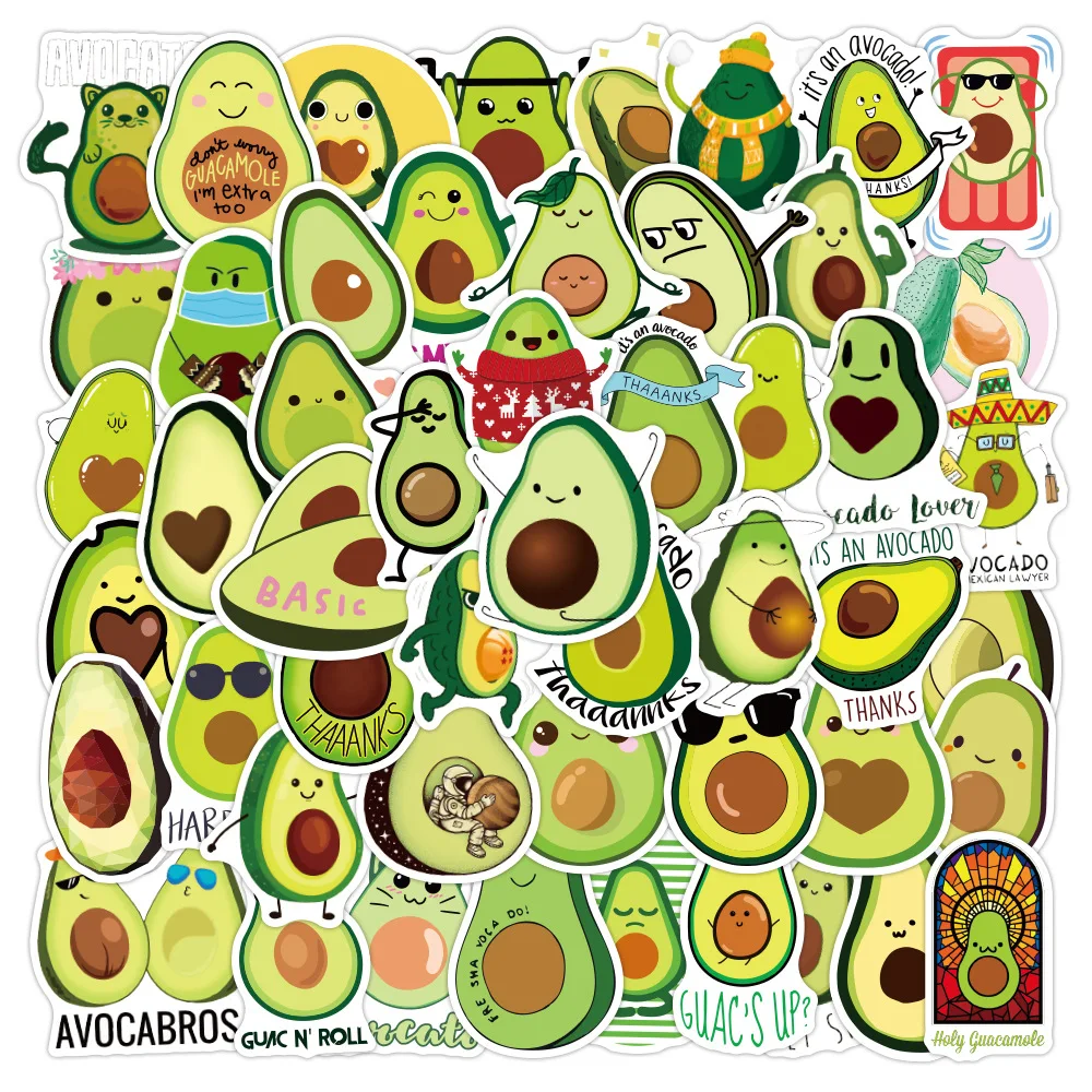 10/30/50PCS Kawaii Cartoon Avocado Stickers for Children DIY Guitar Stationery BoTle Notebook Cute Girl Classic Toys Sticker