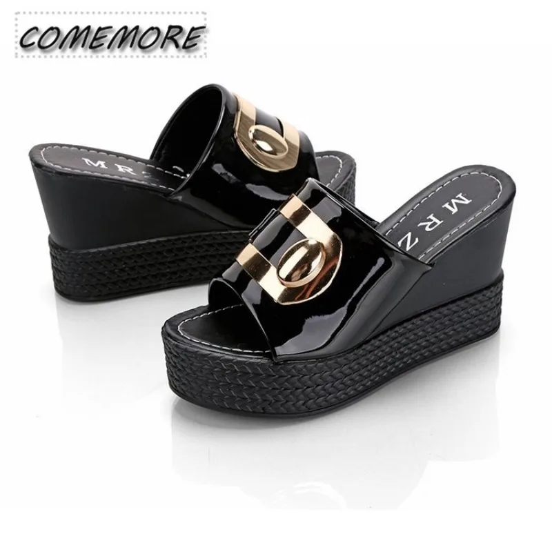 Casual Platform Wedges High Heels Sandals Ladies Shoes Summer New Beach Slippers Designer Fish Mouth Fashion Outside Round Head