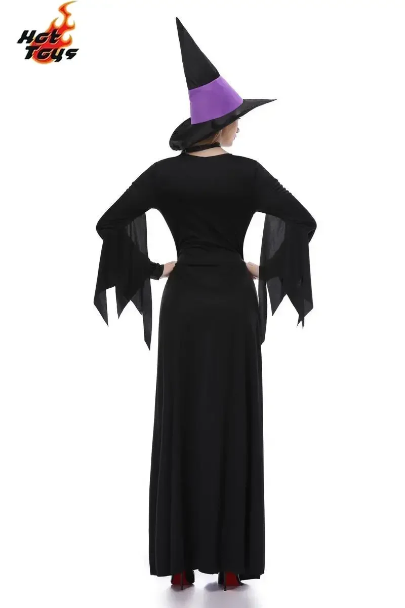 Costume de Sorcière d'Halloween Violet pour Adulte, Robe de Spectacle, Cosplay, Carnaval, ix