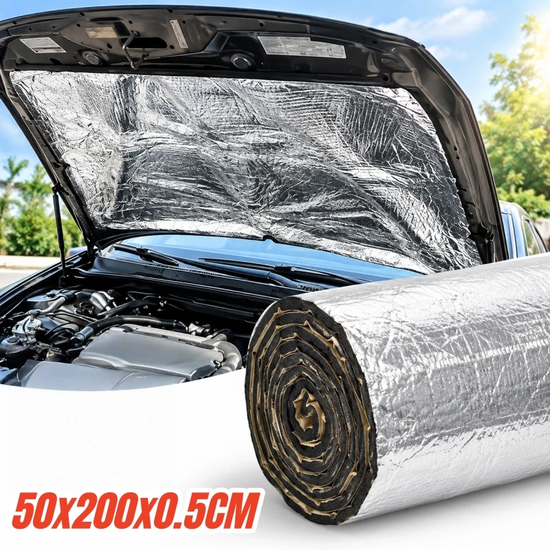 Car Soundproof Insulation Mat 50x200cm Closed Cell Foam Self Adhesive Aluminum Foil Heat Shield Material Sound Deadening Rolls