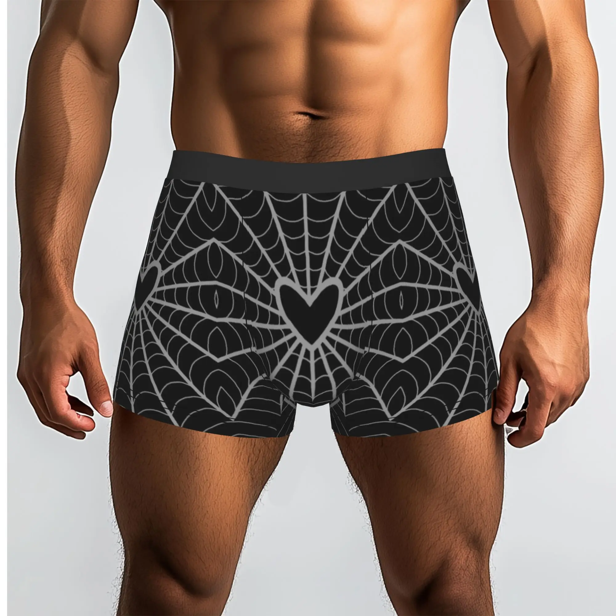 Heart Spider Web Halloween Art  Underpants Homme Panties Male Underwear Print Shorts Boxer Briefs