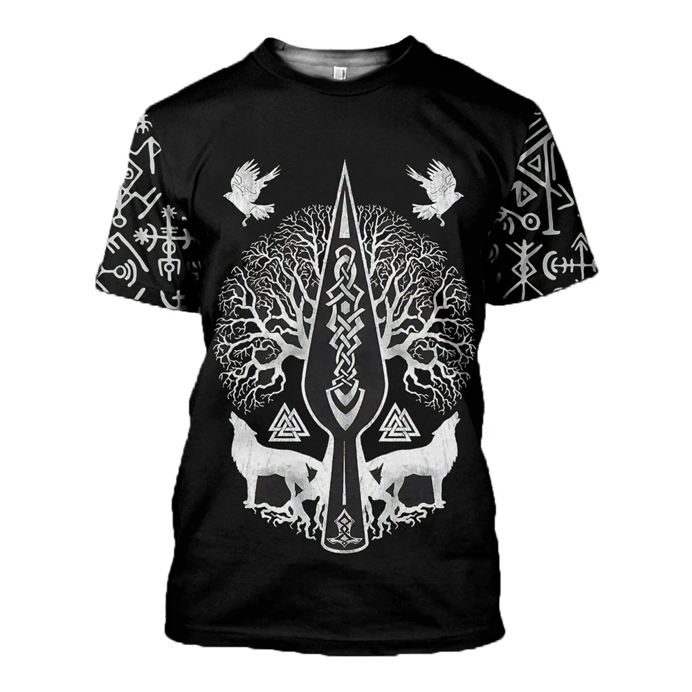 Nordic Monster Wolf Dragon Eagle Element Pattern T-shirt Cyfrowy nadruk 3D T-shirt Street Wear s-5Xl Nowy popularny neutralny prezent