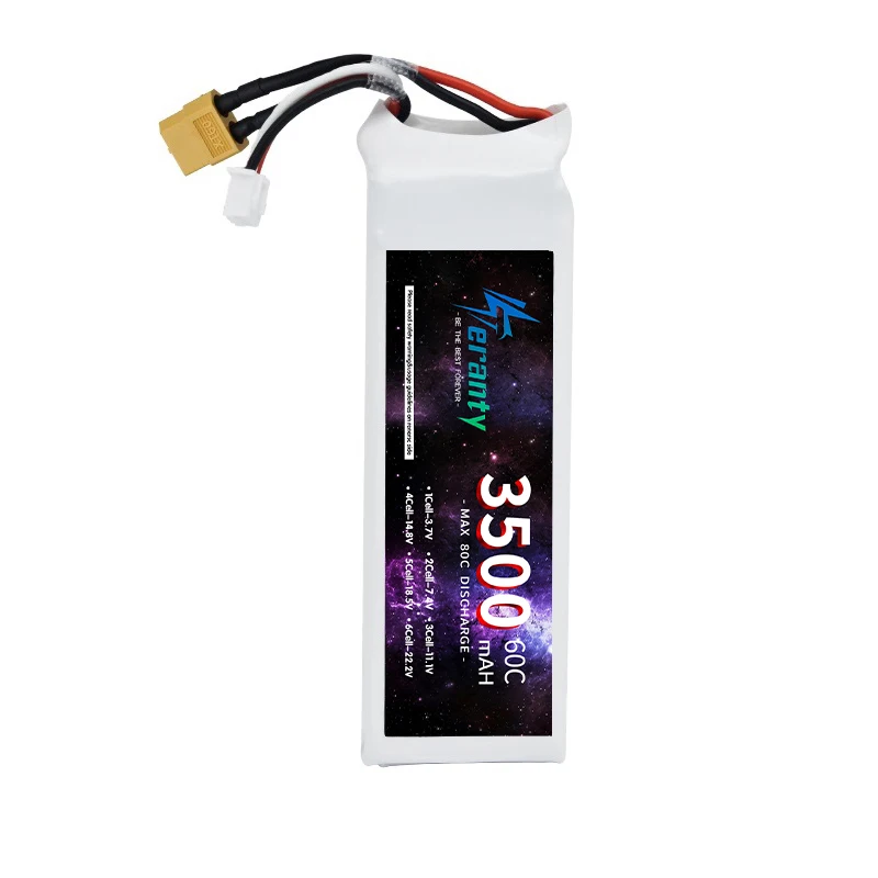 TERANTY 2S 7.4V Lipo Battery 3500mAh 60C With T Plug for RC FPV Airplane Helicopter Drone Tank Model Racing Car Hobby DEANS XT60