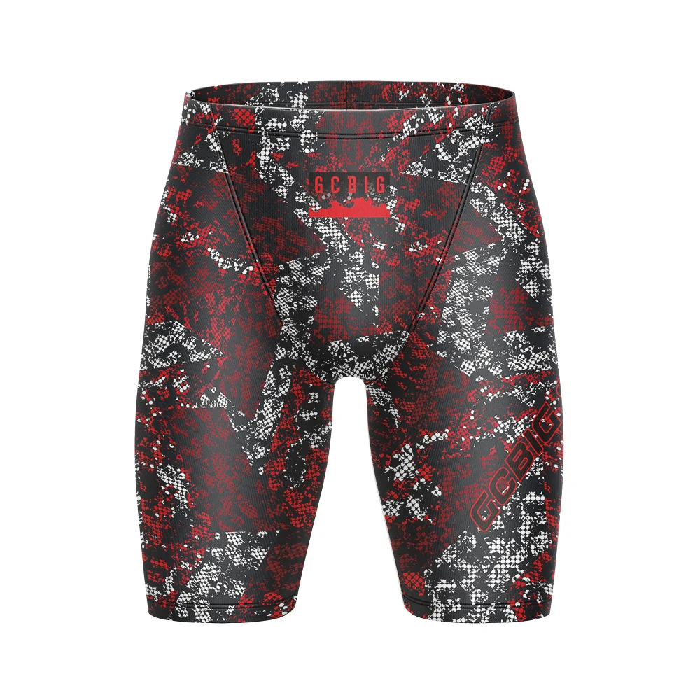 Mens Print Jammer Swimsuit Athletic Training Trunks Bathing Suit Durable Training Swimming Shorts Summer Surfing Diving Swimwear