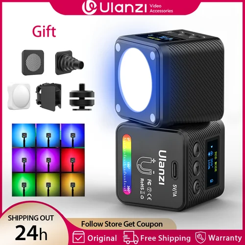 Luz de vídeo Ulanzi L2 RGB Mini COB 360 °   Luz magnética a todo color con difusor para cámara DSLR Lightning Photography Vlog Live