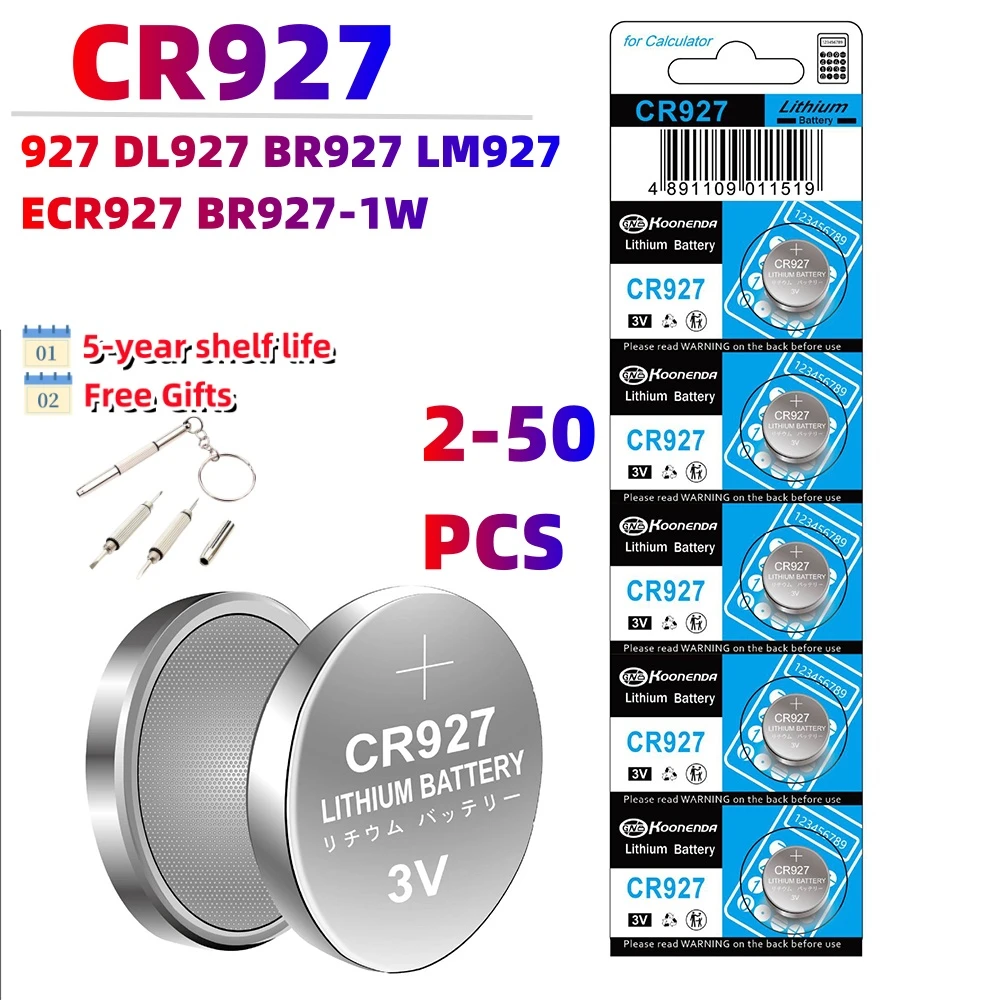 3V Lithium Batteries CR927 CR 927 For Remote Control Laser Light Toy Clock Watch DL927 BR927 BR927-1W CR927-1W Button Coin Cells