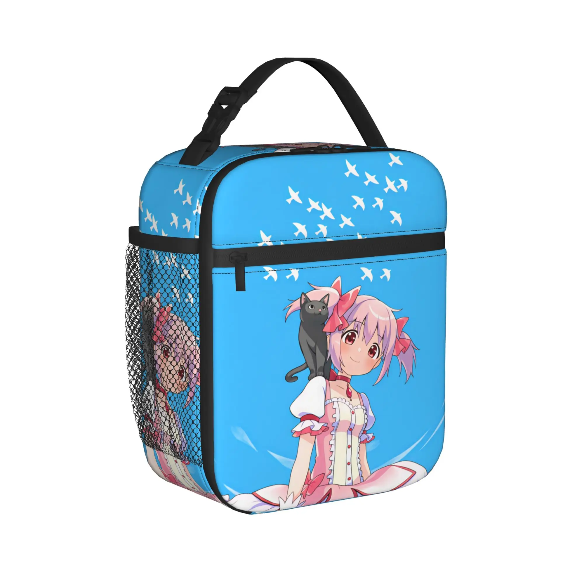 Anime Puella Magi Madoka Magica Lunch Bag For Women  Lunch Box Funny School Cooler Bag Portable Oxford Thermal Tote Handbags