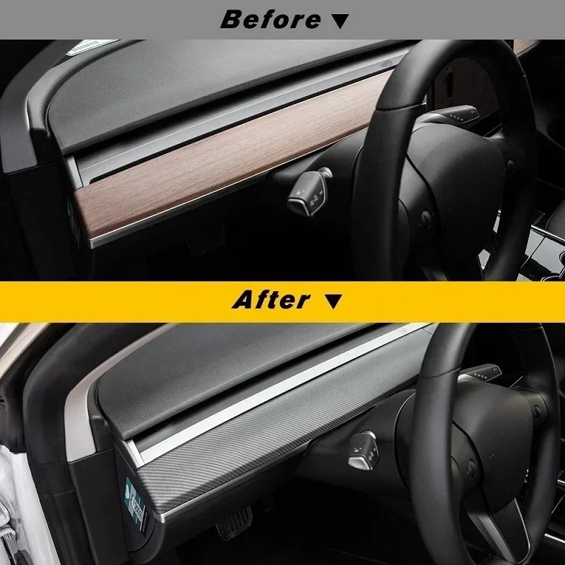 4Pcs Matte Dashboard Decoration for Tesla Model 3/Y Door Interior Dashboard Door Modification Cover Decor Adhesive Panel Trims